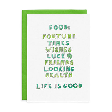 C035 - Good: fortune, times, wishes, luck... - Cottonwood Inspirational Card