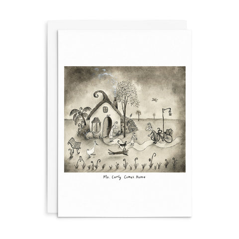 L034 - Mr. Curly Comes Home. - Leunig Greeting Card