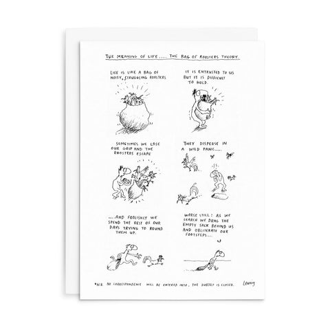 L037 - The Bag Of Roosters Theory. - Leunig Greeting Card