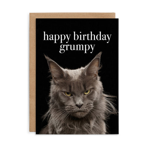 M156 - Happy Birthday Grumpy - Cat Birthday Card