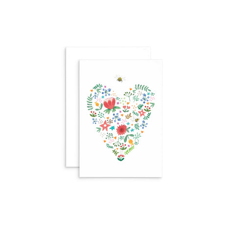 TB01 - Flowers in a heart shape - Bee Mini Card